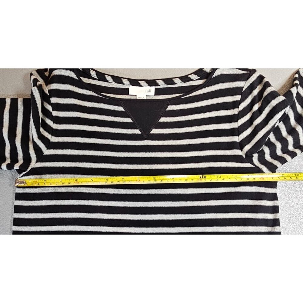 J. Jill Womens XSP Black Grey Knit Striped Shift Dress with Pocket Detail - Picture 6 of 11